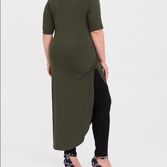 Torrid olive knotted asymmetrical tunic - Picture 3 of 5